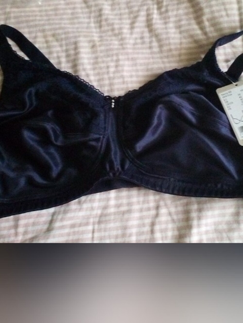 Smooth Satin Support Bra in Navy Blue